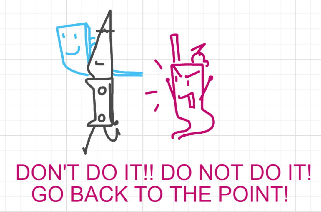 A panel from What's The Point, episode five of the Board Boards object show by Furretwalk/WalkingFurret.